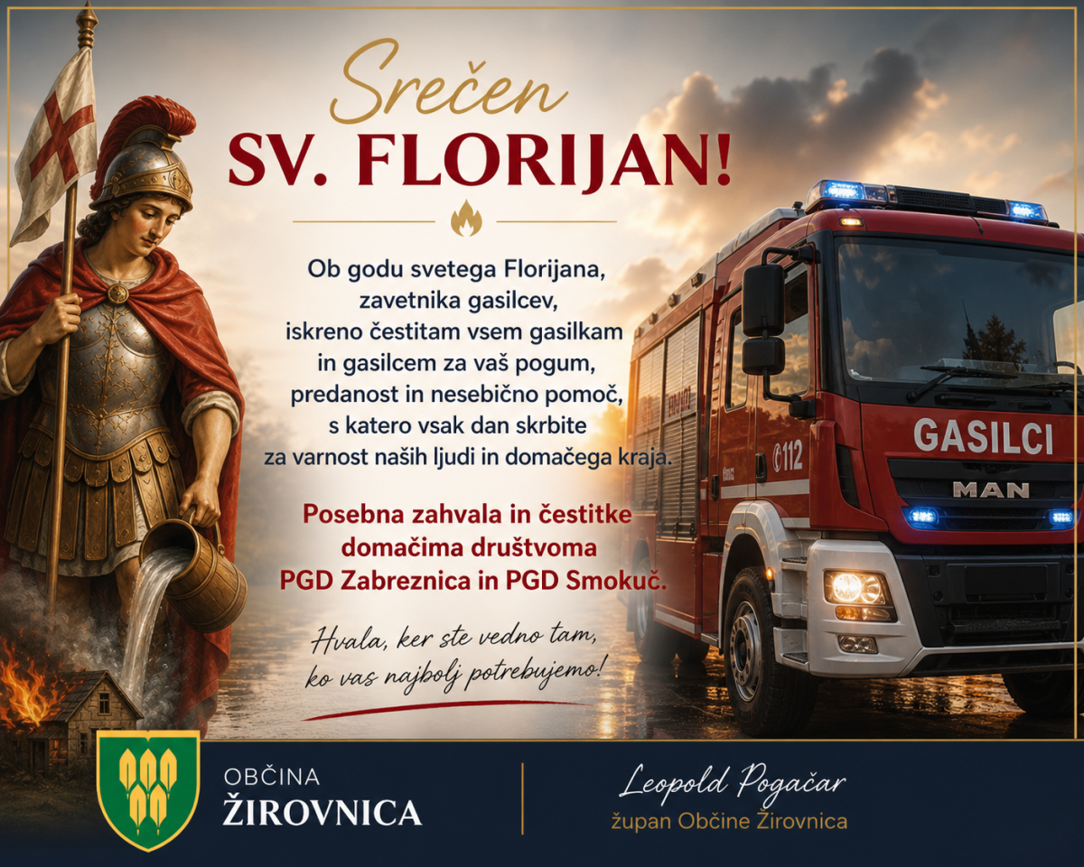 Čestitka gasilcem tekst in lik Sv.Florijana